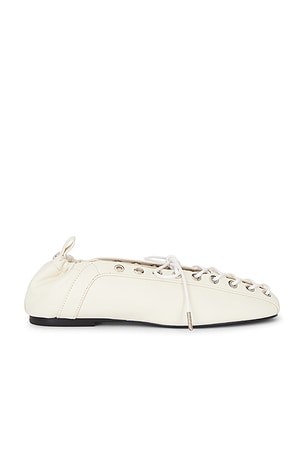 Eyelets Lace Up Ballerina Ganni